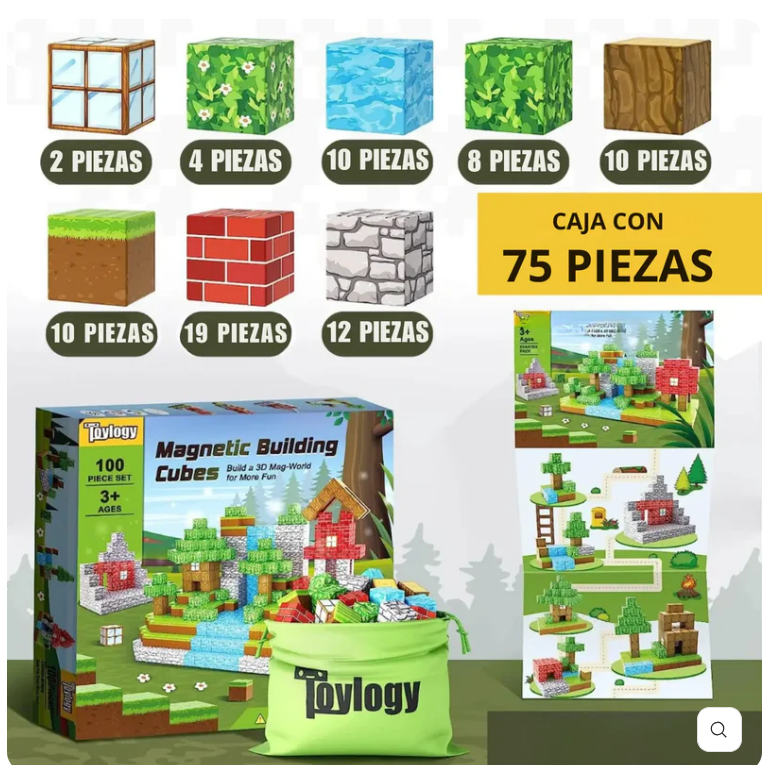 MiniCrafters™ Bloques de construcción magnéticos 75 Piezas