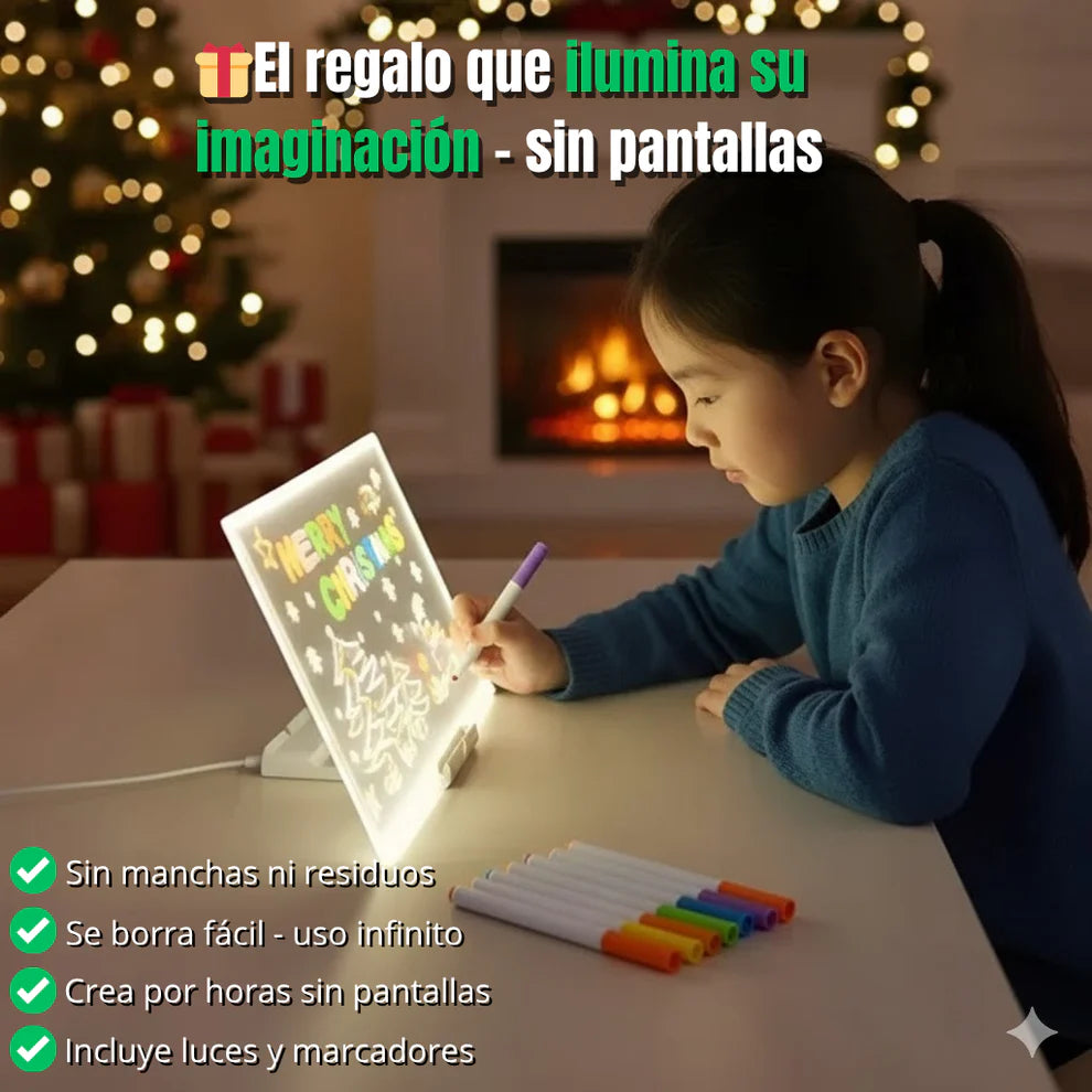 LumiKids™ Pizarra LED Estimula la creatividad sin ensuciar ni gastar
