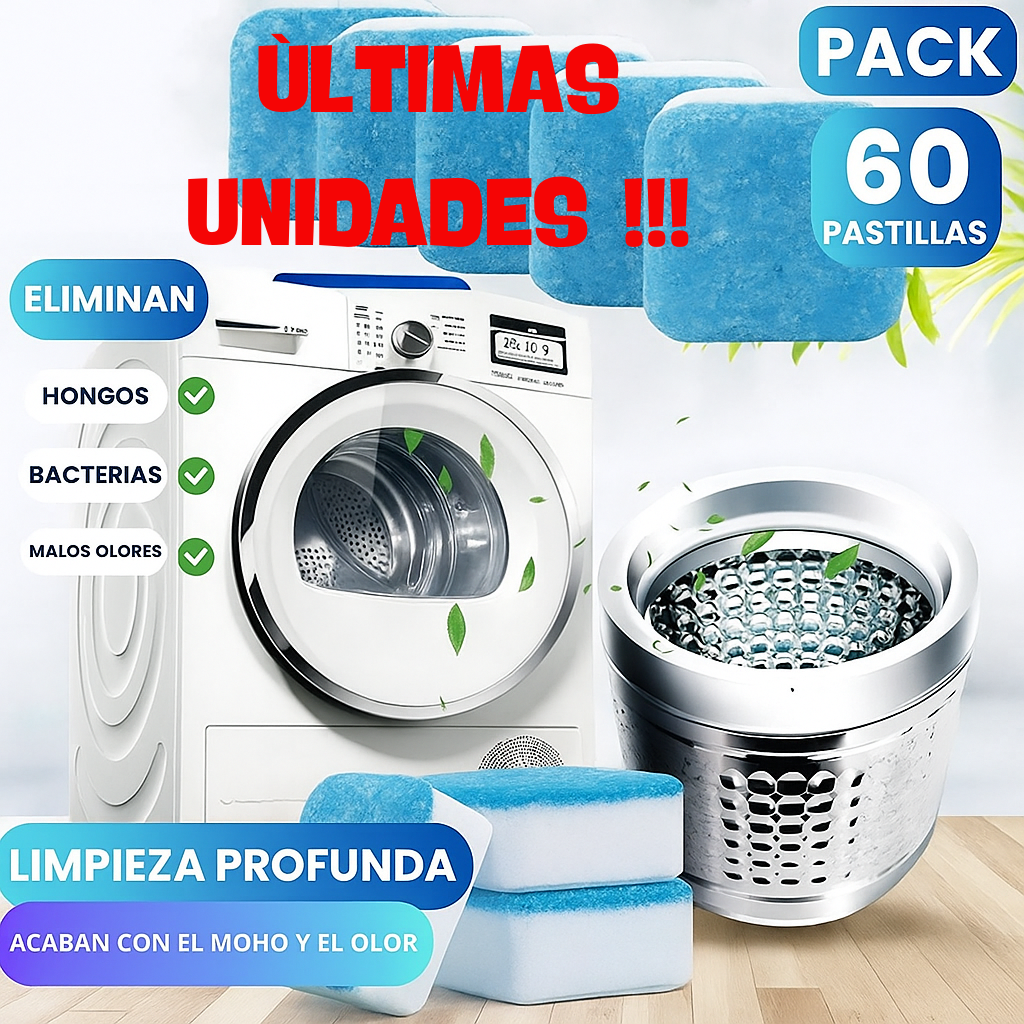 Pack 60 pastillas limpiadora para lavadoras-PowerClean
